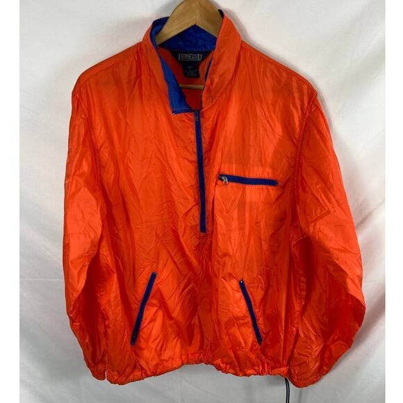 Lands End 1/4 Zip Orange Windbreaker Jacket size Medium - Picture 1 of 6